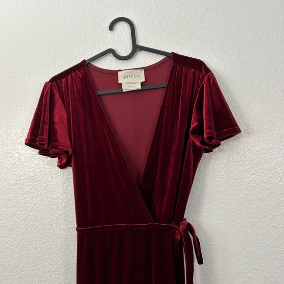 Anthropologie BHLDN Thrive Crushed Velvet Velour True Wrap Midi Dress - Picture 3 of 7